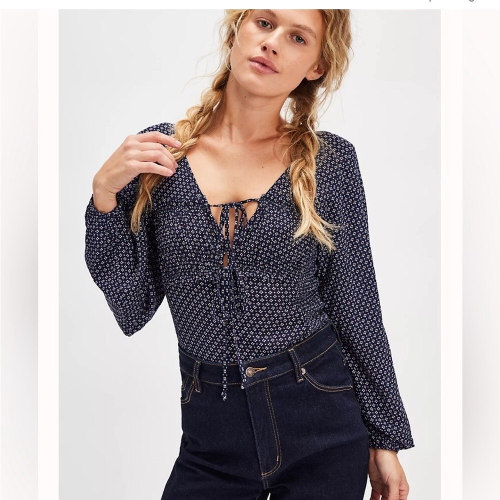Free people intimately free Sunny Meadows navy combo Bodysuit size XS brand new